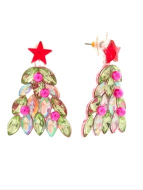Betsey Johnson Crystal Christmas Tree Earrings